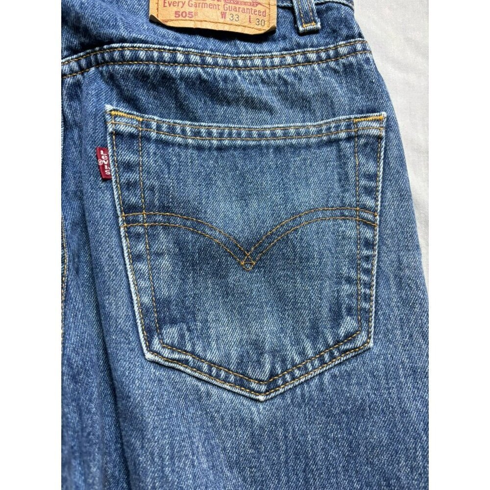 Vintage 80s Levis 505 Mens 33x30 Blue Reg Straight Made In Canada Nice Patch - Picture 11 of 12